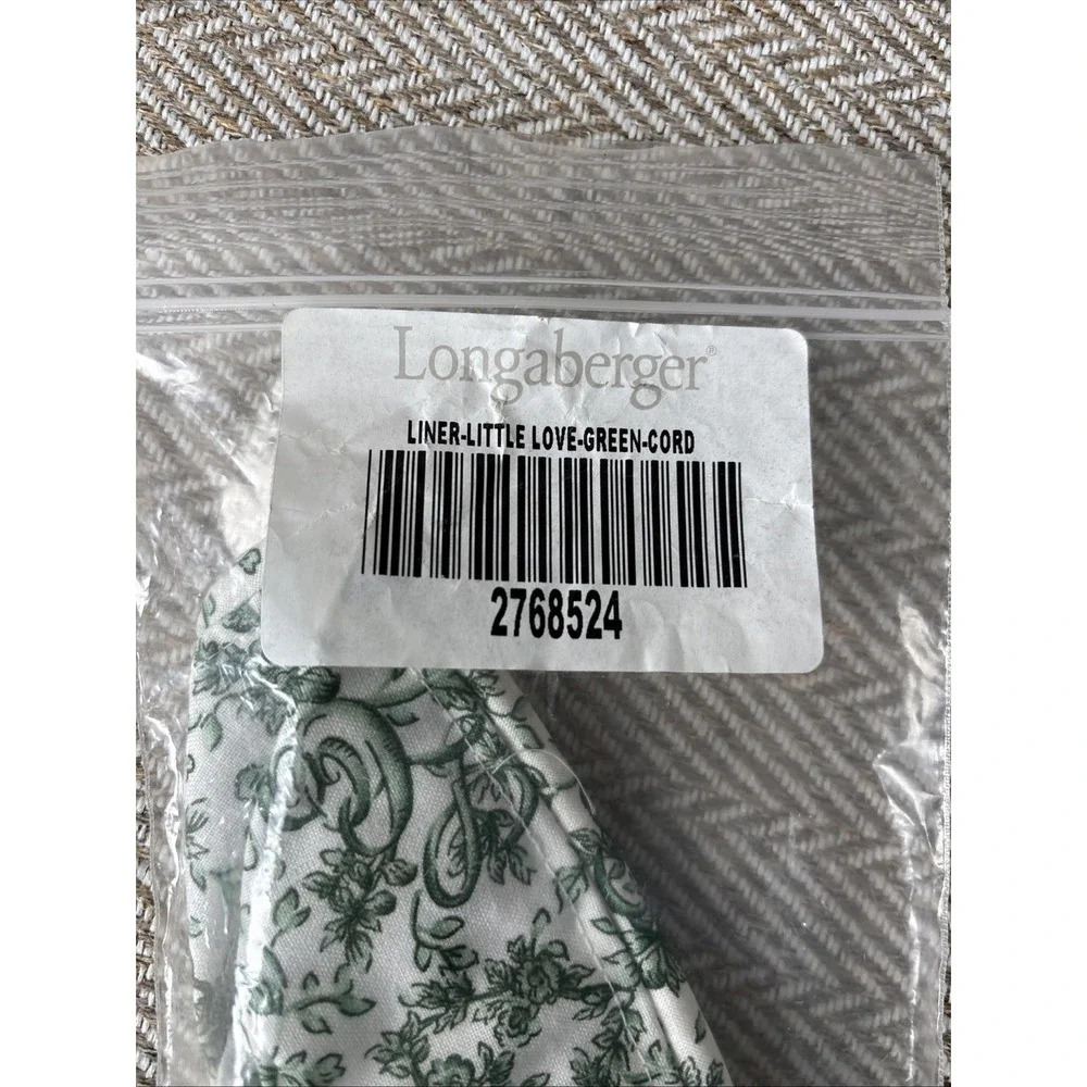 Longaberger Liner Little Love Green Cord #2768524